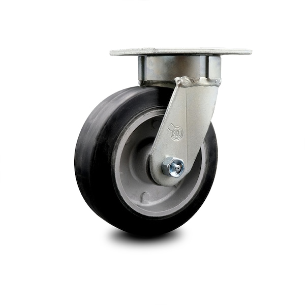 6 Inch Kingpinless Rubber on Aluminum Wheel Swivel Top Plate Caster SCC